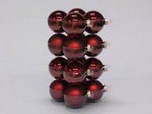 Dark Red Combi Kerstballen - cb. 16 glasballen/cap dark red combi 80mm