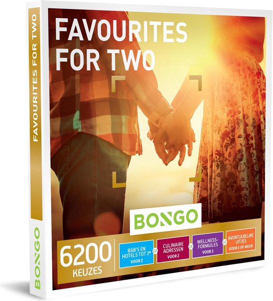 Bongo Bon - Favourites for Two Cadeaubon - Cadeaukaart cadeau voor man of vrouw | 6200 keuzes: overnachting, diner, sportieve uitjes, wellness en meer Bongo Bon - Favourites for Two Cadeaubon - Cadeaukaart cadeau voor man of vrouw | 6200 keuzes: overnachting, diner, sportieve uitjes, wellness en meer