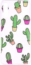 Shop4 - Samsung Galaxy A30s Hoesje - Zachte Back Case Cactussen Transparant