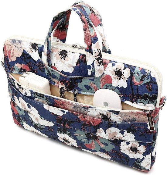 Canvaslife Briefcase MacBook Air/Pro 13 inch navy rose