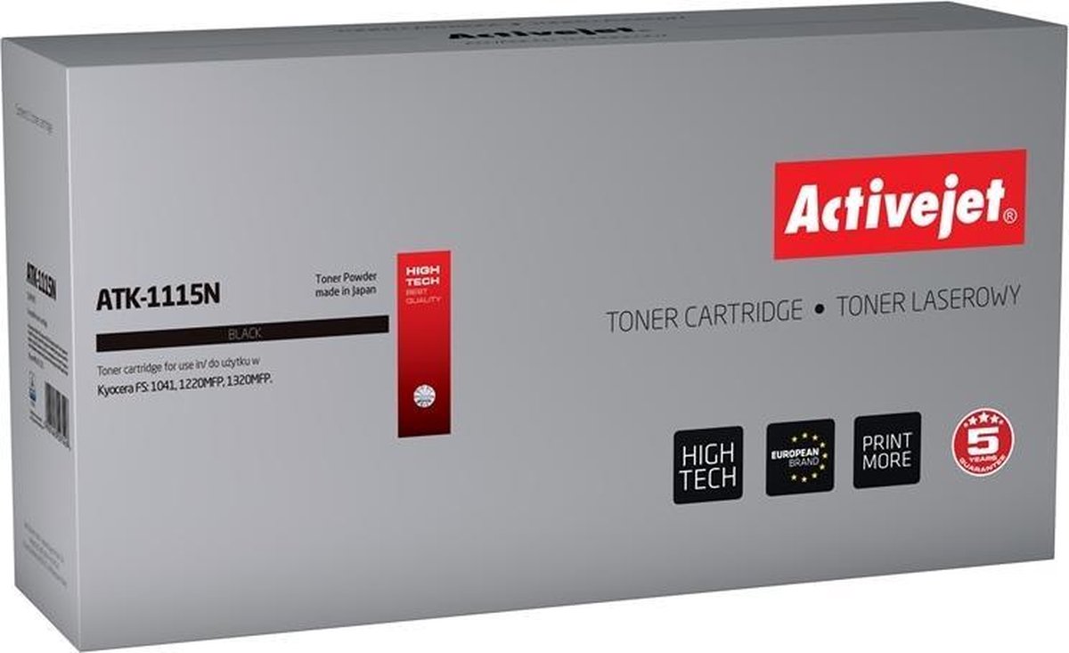 ActiveJet ATK-1115N Toner voor Kyocera-printer; Kyocera TK-1115 vervanging; Opperste; 1600 pagina's; zwart.