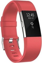 Fitbit Charge 2 siliconen bandje |Rood / Red |Square patroon | Premium kwaliteit | Maat: M/L | TrendParts