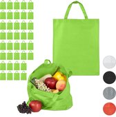 Relaxdays 40 x boodschappentas - stoffen tas - effen gekleurd opvouwbaar - 50x40 – groen