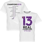 Real Madrid 13 Times Champions League Winners T-Shirt - Wit - XS