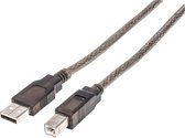 Manhattan USB-kabel USB 2.0 USB-A stekker, USB-B stekker 15.00 m Zwart Rond, Met LED