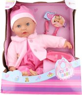 Toi Toys Cute Baby Babypop Roze Shirt met accesoires