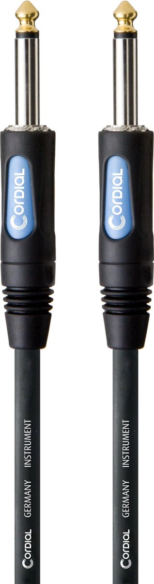 Cordial CCFI 1.5 PP - Instrumentkabel - Jack Recht/Recht - 1,5 Meter - Mono - REAN Vergulde Connectoren - Handgesoldeerd - Spiraalafscherming - Zwart