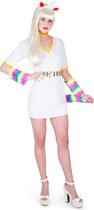 Karnival Costumes Regenboog Eenhoorn Unicorn kostuum voor vrouwen Carnavalskleding Dames Carnaval - Polyester - Maat M - 4-Delig Jurk/Armband/Nekband/Hoofdband