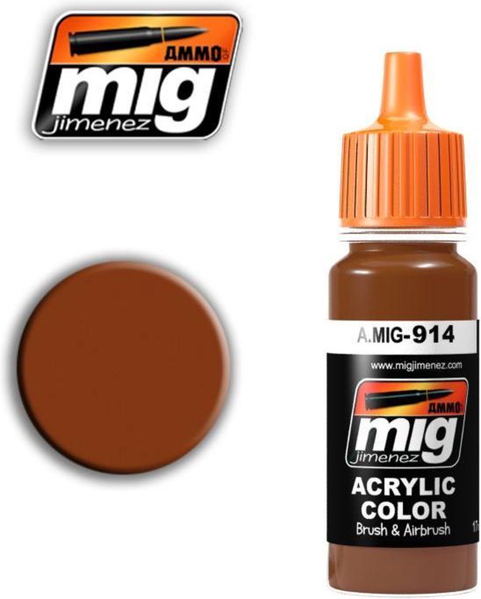 AMMO MIG 0914 Red Brown Light - Acryl Verf flesje