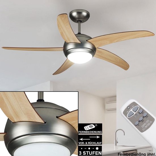 Plafondventilator - LED Verlichting - Bruin/ Grenen - Afstandbediening |  bol.com