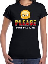 Funny emoticon t-shirt Please dont talk to me zwart voor dames - Fun / cadeau shirt L