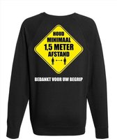 Houd 1,5 meter afstand bedankt sweater zwart voor heren 2XL