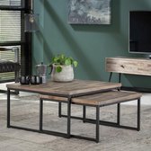 Salontafel Tim - Set van Twee Grijs Teak 75 cm