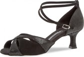 Chaussures de Salsa Femme Diamant 141-077-084 - Chaussures de Danse Latine - Daim Noir - Talon 5 cm - Taille 40