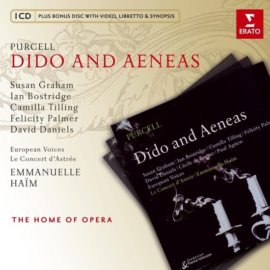 CD hoes met de titel DIDO AND AENEAS in rode letters. Omslag met kaarsen. Titel in het Engels en Frans.
