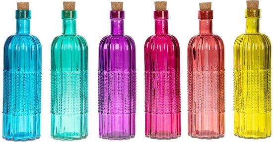 Gekleurde decoratie flessen M 6 stuks | bol.com