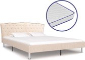 Bed met traagschuim matras stof beige 180x200 cm