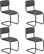 Eetkamerstoelen 4 st echt leer grijs