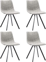 Eetkamerstoelen 4 st kunstleer lichtgrijs