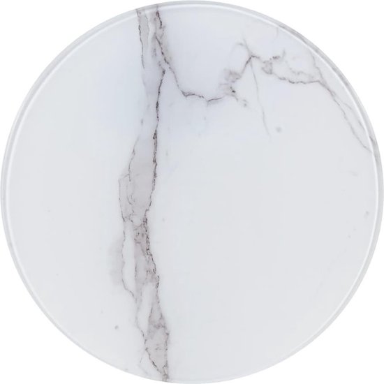 bossen rek Regenboog Tafelblad Ã˜ 40 cm glas met marmeren textuur wit | bol.com
