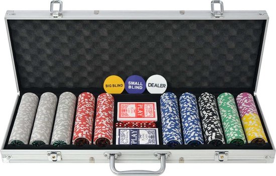 Afbeelding van het spel Pokerset met 500 chips aluminium