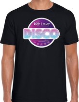 We love disco feest t-shirt zwart voor heren - zwarte 70s/80s/90s disco/feest shirts XL
