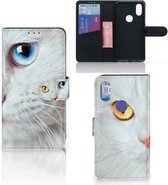 Xiaomi Mi Mix 2s Telefoonhoesje met Pasjes Witte Kat