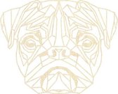 Mopshond Geometrisch Hout 89 x 110 cm Light Wood - Honden - Wanddecoratie