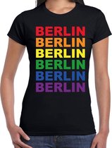 Regenboog Berlin gay pride zwart t-shirt voor dames M