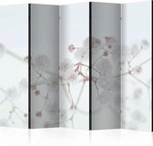 Vouwscherm - Witte bloemen 225x172cm, gemonteerd geleverd, dubbelzijdig geprint (kamerscherm)