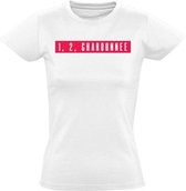 1, 2 Chardonnee dames t-shirt wit | grappig | cadeautip | leuk | maat XL