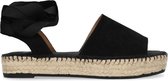 Manfield - Dames - Zwarte suède sandalen met lint - Maat 36