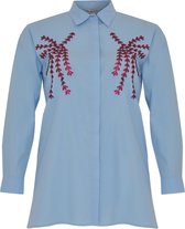 Yoek grote maten blouse dames | lichtblauw maat XXL| met pailetten