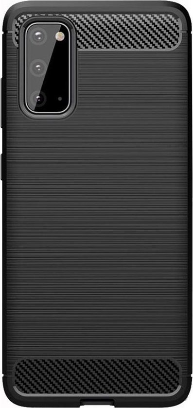 Shop4 - Geschikt voor Samsung Galaxy S20 Ultra Hoesje - Zachte Back Case Brushed Carbon Zwart
