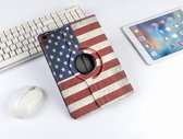 P.C.K. Boekhoesje/Bookcover/Case draaibaar hoesje USA vlag/Amerikaanse vlag geschikt voor Apple iPad AIR/AIR2/2017/2018 MET PEN