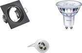 LED Spot Set - GU10 Fitting - Inbouw Vierkant - Mat Zwart - Kantelbaar 80mm - Philips - SceneSwitch 827 36D - 1.5W-5W - Warm Wit 2200K-2700K - Dimbaar