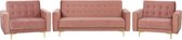 Beliani ABERDEEN - Bankstel - roze - fluweel