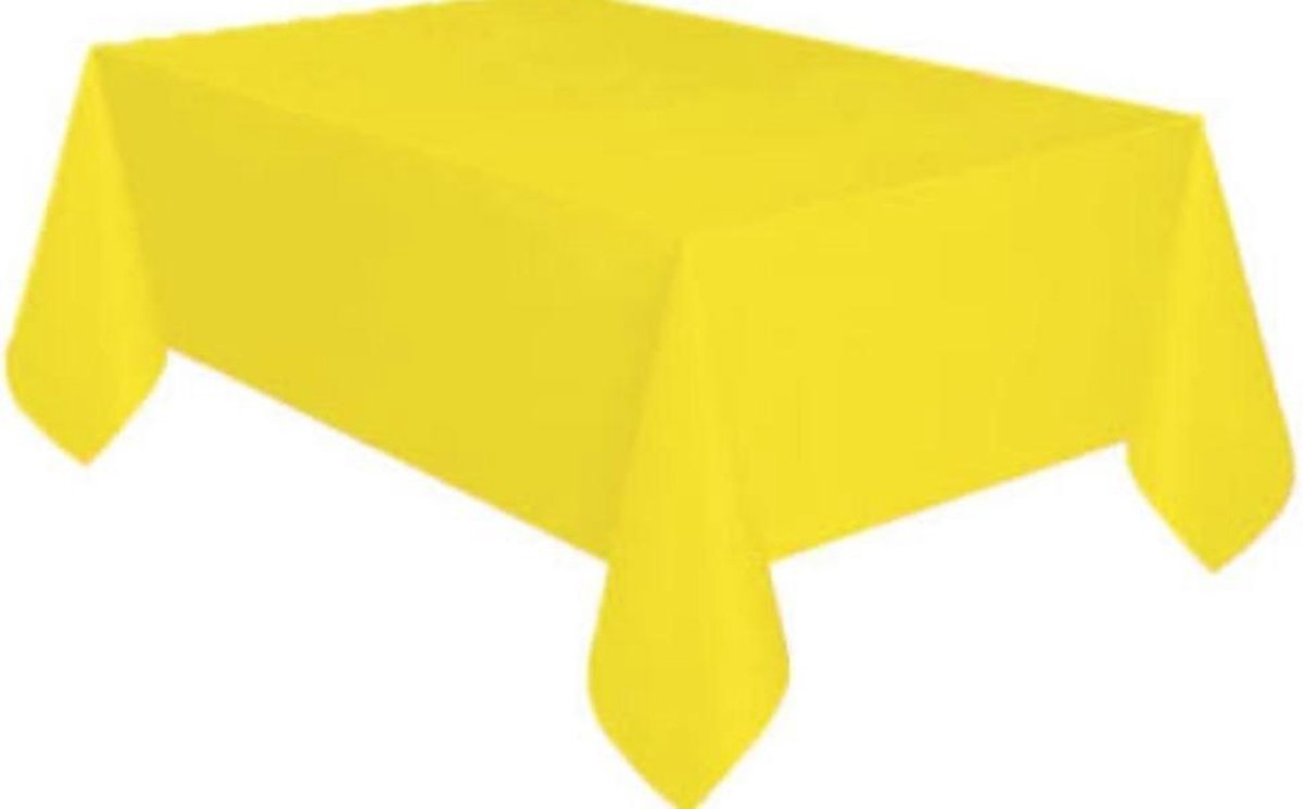 Tafelkleed dun Plastic geel XL 137x274cm / Let op dit is dun plastic geen tafelzeil