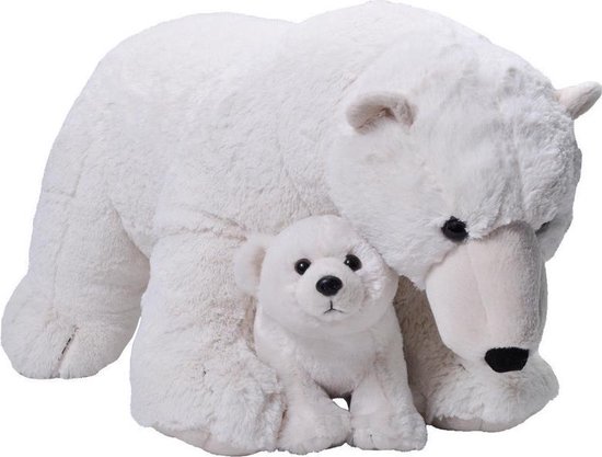 Grote pluche witte ijsbeer met welpje knuffel 76 cm - Pooldieren knuffels -  Speelgoed... | bol.com
