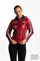 Urban Leather Fifty Eight Veste de moto en cuir Femmes - Rouge - Taille 5XL