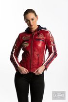 Urban 5884® - Fifty Eight - Damesjas - Motorjas - Lams Leren - Met Protectie - Rood - Maat 5XL