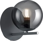 LED Wandlamp - Wandverlichting - Trion Pora - E14 Fitting - Rond - Mat Zwart - Aluminium