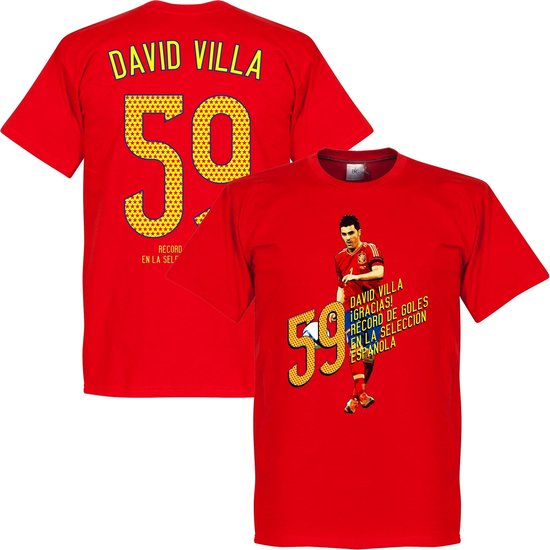 David Villa 59 Goals T-Shirt - Rood - XS