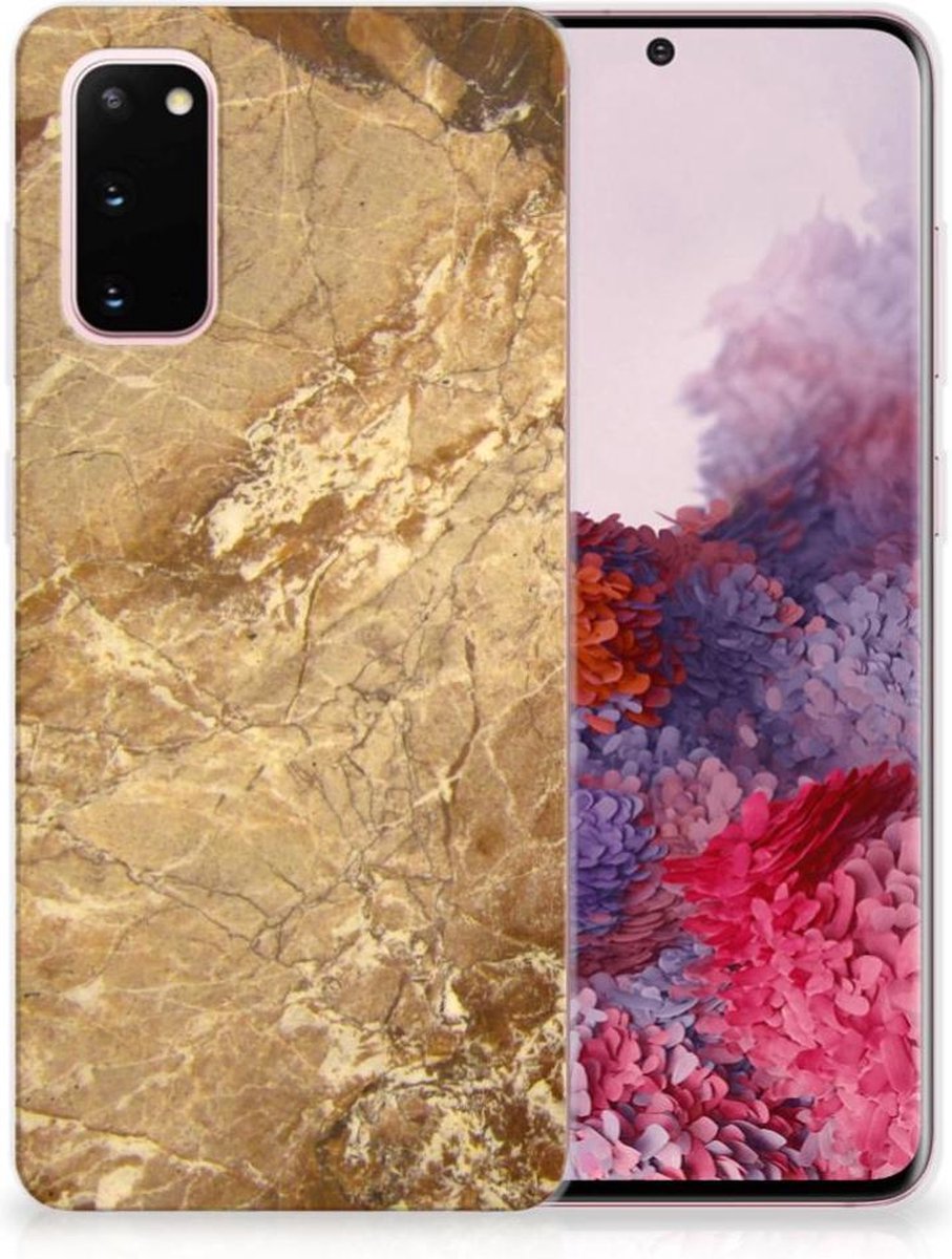 Samsung Galaxy S20 TPU Siliconen Hoesje Marmer Creme