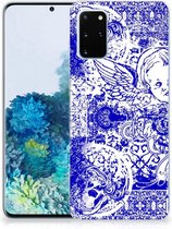 Silicone Back Case Geschikt voor Samsung Galaxy S20 Plus Angel Skull Blue