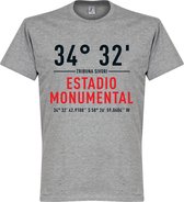 River Plate Estadio Monumental Coördinaten T-Shirt - Grijs - XXL