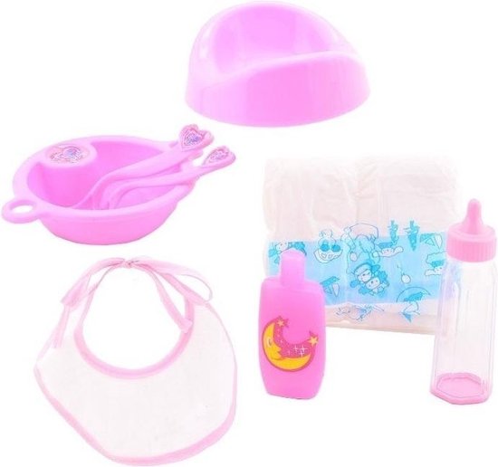 Vermindering combineren Fervent Poppen accessoires set 8 delig roze - Poppen benodigdheden - Poppen  verschonen -... | bol.com