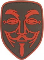 Guy Fawkes Anonymous Vendetta Mask PVC rood patch embleem met velcro