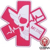 Medical Cross Skull rood witte PVC patch embleem met klittenband