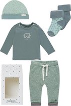 Noppies - Cadeauset (5delig) - Kledingset - Biologische katoen - Broek Kirsten Mint Groen - Shirt Amanda Groen - Muts Marjolein - 2paar sokken Dot - Maat 56